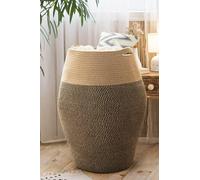 Panier de rangement en corde de coton, 65 cm de diamètre, noir et en jute, de forme ronde