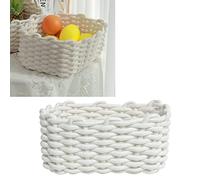 Panier de rangement en corde de coton, panier tissé en coton avec poignée, bac de rangement rectangulaire, bacs de rangement de placard pour l'organisation à domicile (30x22x1 4cm/11,8x8,7x5,5 pouces)