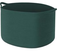 Panier de rangement en corde de coton, pliable et spacieux, de couleur verte, idéal comme panier à linge
