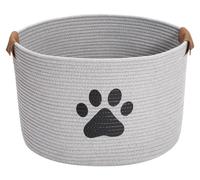 Panier de rangement en corde de coton pour jouets d'animaux de compagnie, couleur gris, dimensions 40x27 cm