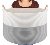 Panier de rangement en coton Ibenzoa® de 50 x 33 cm – grand panier pour le linge et les jouets, bicolore, avec des poignées de transport renforcées, idéal pour le salon et la chambre