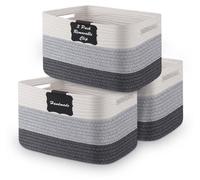 Panier de rangement en coton tressé Unyqoos®, avec poignées de transport, dimensions 37 x 24,5 x 22 cm – corde de coton douce, décoratif et polyvalent
