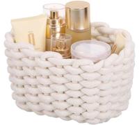 Panier de rangement en coton tressé Unyqoos® – compact, 19x15x12 cm, blanc naturel, sûr et doux, polyvalent pour la salle de bain, la chambre d'enfant, la cuisine et l'entrée