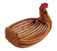 Panier de rangement en forme de poulet - En imitation rotin - Panier de rangement tressé en forme d'animal - Organiseur de bureau - Matériau en imitation rotin - Pour cuisine, salon