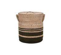 Lot de 2 paniers en fibres naturelles beige, rond, avec couvercle - House Doctor, Laundry - Ø40xH50 cm