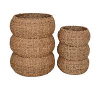Panier de rangement en jonc de mer, ronds House Nordic Sarbas (x2) Beige 25x25x35 cm