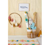Panier de rangement en jute bicolore avec pompons blanc TU