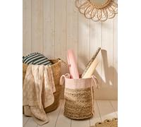 Panier de rangement en jute bicolore osier/rose TU