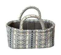 Panier de rangement en tissu Boho, seau de rangement pour vêtements, grand | Panier à linge pliable en tissu Boho, grande capacité, léger; extérieur floral double face, doublure bleue et blanche à