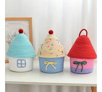 Panier de rangement en tissu tressé bohème avec couvercle | Solution de décoration et d'organisation créative et mignonne pour le salon et la chambre à coucher, bac/boîte/conteneur de tri multifonctio