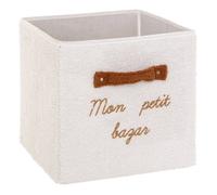 - Boîte de rangement en bouclette MON PETIT BAZAR - L. 29 x l. 29 x H. 29 cm - Blanc - Mon petit bazar