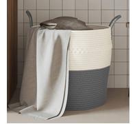 vidaXL Panier de rangement gris et blanc Ø43x38 cm coton