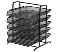 Panier de rangement métallique à 5 compartiments, format A4, couleur noire, dimensions : 29,5 x 35,5 x 37,5 cm