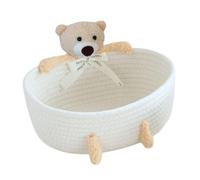 Panier de rangement multifonction en coton tissé élégant avec motifs de lapins et d'ours pour articles ménagers