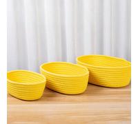 Panier de rangement ovale en couleur bleue unie tressée pour le salon, le dessus de table, la présentation de collations et de fruits, le rangement de jouets, l'entrée et la salle de bain, un organisa