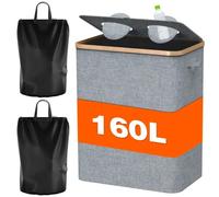 Panier de rangement - Panier à linge - 160 litres - Structure en métal - Tissu Oxford 600D - Ouverture ronde en haut - Idéal pour les bouteilles, les jouets, les documents et les vêtements