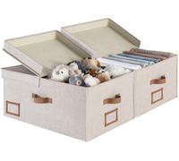 Panier de rangement Panier de rangement - 55 L - Tissu - Marron, lot de 2 - Pour vêtements et literie