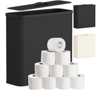 Panier de rangement papier toilette - Noir - 30 L - Textile Oxford - Avec couvercle - Pour rouleaux et serviettes