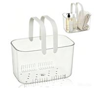 Panier de rangement plastique portable, caddy de douche avec poignée souple, bac de rangement transparent avec trous de drainage, organisateur suspensible pour salle de bain et dortoir