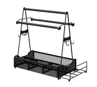 Panier de rangement pour barbecue - Système de panier à ustensiles de camping en fer, support d'assaisonnement et de vaisselle, 38 x 17,5 x 39 cm, support de transport, panier de cuisine durable en