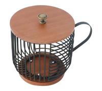 Panier de Rangement pour Capsules Café en Bois et Fer noir | Format 21,5x18x16cm, Couvercle Fixé, Poignée Portable, pour Comptoirs de Café et Tables de Restaurant