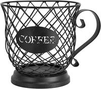 Panier de rangement pour capsules de café, boîte de rangement pour dosettes de café vintage, support pour grains d'espresso, noir