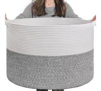 Panier de rangement pour chambre d'enfant, 55x35 cm, gris et blanc, corde en coton, 90 litres