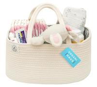 Panier de rangement pour couches - Corde en coton - Séparateurs amovibles - Blanc