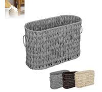 Panier de rangement pour rouleaux de papier toilette, autonome pour 6 méga rouleaux, boîte de rangement de papier toilette, paniers tissés pour magazines et journaux (gris)