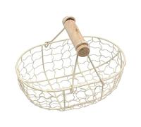 Panier de rangement pour œufs, panier à œufs en fer, panier à œufs rustique avec poignée en bois, panier de pique-nique avec design de ferme, contenant décoratif pour 12 œufs pour la cuisine et la