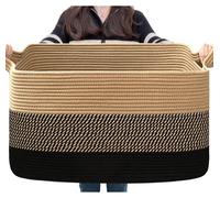 Panier de rangement rectangulaire, 55 x 38 x 30 cm, en jute noire, capacité de 65 litres