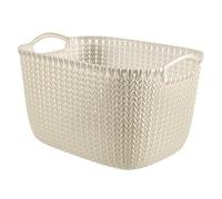 Curver Panier de Rangement 19L, Aspect Tricot - pour Ranger Le Salon, la Chambre, la Salle de Bain ou Le Bureau - 39,6 x 28,8 x 23,6 cm - Blanc cassé