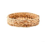 Panier de rangement rond tissé à la main en jacinthe d'eau pour la maison et le bureau (plateau rond à fruits)
