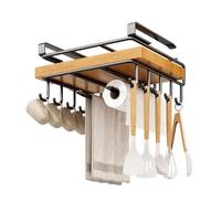 Panier de rangement sous étagère - Support de planche à découper en métal pour armoires à suspendre - Support de rouleau de papier essuie-tout pour économiser de l'espace - Solution de rangement de