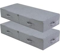 Panier de rangement sous le lit, lot de 2, gris foncé, 100x43x18 cm, pliable, avec poignées