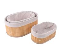 Panier de Rangement Tissé à Main en Bambou 3 Pièces Ovale 30x20x12 | Style Ferme Rustique, Texture Naturelle et Bords Arrondis, pour Placard et Chambre Bébé
