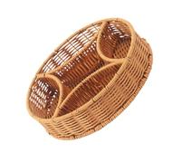 Panier de Rangement tissé Rond Imitation rotin, Plateau de Service divisé avec Plusieurs Compartiments, Multifonctionnel pour collations, Noix, Bonbons Plateau sectionnel