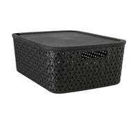 Panier de rangement tressé avec couvercle TRESSY - Noir