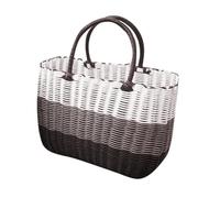 Panier de Rangement Tressé avec Poignée, Fruits et Présents, 34x24x14cm | Plastique Résistant aux Intempéries, Style Rétro Rustique, Transport Facile, pour Courses, Bureau, Salle de Bain