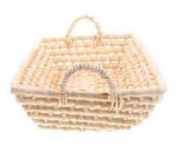 Panier de Rangement Tressé en Fibre de Maïs Poignée, Noël | Doublure en Tissu Beige, Style Champêtre, pour Maquillage, Collations, Fruits, Jouets D’animaux ou Serviettes