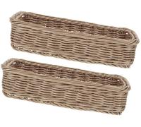 Panier de rangement tressé en plastique, lot de 2, dimensions : 24,5 x 8 x 6 cm