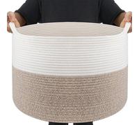 Panier de rangement Unyqoos® en corde de coton, bicolore, fabriqué à la main avec des poignées – dimensions approximatives : 50 x 33 cm, lavable, idéal pour les salons, les chambres et les chambres d'