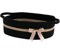 Panier de rangement Unyqoos® en corde de coton, pliable, 33 x 25 x 12 cm, noir et kaki – avec des poignées, idéal pour les serviettes, les jouets et les accessoires