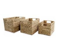 vidaXL Panier de rangement 3 pièces en jacinthe d'eau pour salon et chambre