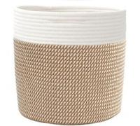 vidaXL Paniers de rangement – Coton – Marron/Blanc – Lot de 2 – Ø28x28 cm – Design moderne