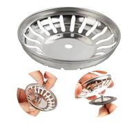 Panier de Remplacement pour évier, 1 PCE, Ø 83 mm Panier en Acier Inoxydable, Couleur Argent, Panier avec Ø 6 mm de perçage, 20 Fentes, PCE de Rechange pour évier de Cuisine