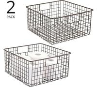 Panier de salle de bain set de 2 pièces bronze Boîte de rangement Panier d'étagère Boîte de salle de bain mDesign