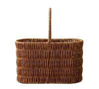 Panier de vaisselle portable, organisateur de couverts en faux rotin tissé avec poignée de transport pour comptoir de cuisine, table à manger, rangement de serviettes, panier de rangement quotidien de