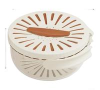 Panier de vidange double couche avec couvercle, bol essoreuse à salade portable pour laver les fruits et légumes, passoire de rangement de cuisine avec poignée pliable et drainage (marron, grande