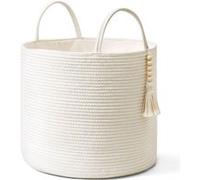 Panier décoratif en coton macramé blanc avec pompons Blanc